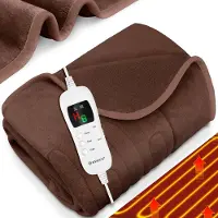 Kesser Elektrische Warmtedeken | pluche elektrische onderdeken | Deken met timer die | automatisch uitschakelt | warmte-onderdeken | 9 temperatuurstanden - Bruin, XL (180 x 130 cm)
