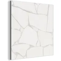MuchoWow Aluminium schilderij 50x50 cm - Wanddecoratie metaal - Structuur - Steen - Wit - Grijs - Metalen muurdecoratie woonkamer - Decoratie industrieel - Foto op dibond - Industriële accessoires slaapkamer