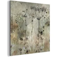 MuchoWow Aluminium schilderij 20x20 cm - Wanddecoratie metaal - Bloemen - Grijs - Natuur - Kunst - Metalen muurdecoratie woonkamer - Decoratie industrieel - Foto op dibond - Industriële accessoires slaapkamer
