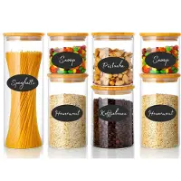 Five Stars Voorraadpotten - 7 Delige Set - Glazen Potjes Met Deksel - BPA-vrij - Met Pen & 16 Herschrijfbare Stickers - Snoeppot