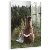 MuchoWow Glasschilderij 120x160 cm - Schilderij acrylglas - Natuur - Dieren - Meisje - Boom - Foto op glas - Muurdecoratie woonkamer - Wanddecoratie slaapkamer - Schilderijen