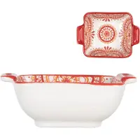 Clayre & Eef Kom 75 ml Wit Rood Keramiek