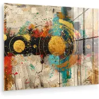 MuchoWow Glasschilderij 160x120 cm - Schilderij acrylglas - Kunst - Abstract - Aesthetic - Goud - Foto op glas - Muurdecoratie woonkamer - Wanddecoratie slaapkamer - Schilderijen