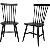 Sweeek Stoel natuurlijk rubberhout, set van 2 Zwart