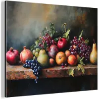 MuchoWow Aluminium schilderij 80x60 cm - Wanddecoratie metaal - Rustiek - Stilleven - Fruit - Metalen muurdecoratie woonkamer - Decoratie industrieel - Foto op dibond - Industriële accessoires slaapkamer