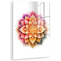 MuchoWow Glasschilderij 120x160 cm - Schilderij acrylglas - Mandala - Kleuren - Wit - Bloemen - Foto op glas - Muurdecoratie woonkamer - Wanddecoratie slaapkamer - Schilderijen
