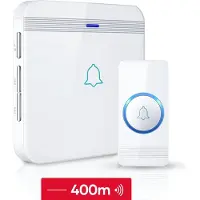 SAVS Draadloze deurbel met 1 ontvanger - Wit - Bereik 400 meter - Waterdicht - Ontvangers zonder batterijen - 52 melodieën