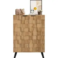 Merax Schoenenkast 80,5x35x109,5 cm – Halmeubel met 2 Deuren – 5 Vakken en Verstelbare Planken – Houtlook Bruin met Zwarte Accenten – Soft-Close Scharnieren
