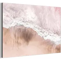 MuchoWow Aluminium schilderij 30x20 cm - Wanddecoratie metaal - Zee - Strand - Roze - Natuur - Metalen muurdecoratie woonkamer - Decoratie industrieel - Foto op dibond - Industriële accessoires slaapkamer