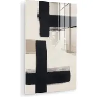 MuchoWow Glasschilderij 40x60 cm - Schilderij acrylglas - Zwart - Abstract - Japandi - Foto op glas - Muurdecoratie woonkamer - Wanddecoratie slaapkamer - Schilderijen