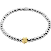 CO88 Collection - 8CB-91355 - stalen kralenarmband vrouwen met klavertje - 4 mm - zilverkleurig