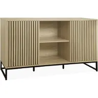 Sweeek Dressoir met 2 deuren gegroefd houteffect en metaal 140cm Naturel