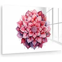 MuchoWow Glasschilderij 60x40 cm - Schilderij acrylglas - Mandala - Roze - Bloemen - Wit - Foto op glas - Muurdecoratie woonkamer - Wanddecoratie slaapkamer - Schilderijen