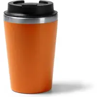 Roly Thermosbeker 350 ML Koffiebeker to go - Travel mug dubbelwandig - Oranje - binnenkant RVS - Voor koffie en thee - Lekdichte reisbeker - Buitenkant recyled PP 6 uur Koud / 3 uur warm
