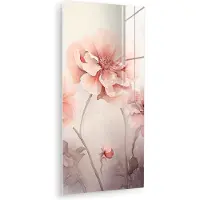 MuchoWow Glasschilderij 60x120 cm - Schilderij acrylglas - Bloemen - Roze - Kunst - Abstract - Aquarel - Foto op glas - Muurdecoratie woonkamer - Wanddecoratie slaapkamer - Schilderijen