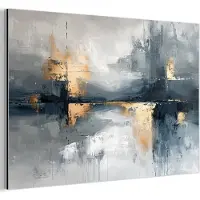 MuchoWow Aluminium schilderij 180x120 cm - Wanddecoratie metaal - Abstract - Verf - Kunst - Goud - Metalen muurdecoratie woonkamer - Decoratie industrieel - Foto op dibond - Industriële accessoires slaapkamer