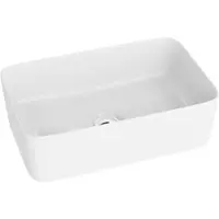 Domino CANAL - Opzetwastafel Rechthoek - 40x30cm - Hoogte 20cm - Wit Hoogglans - Dunne Rand - Zonder Kraangat