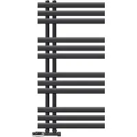 LuxeBath badkamer radiator Ijzer EM 500x1000 mm antraciet middenaansluiting met aansluitset en thermostaat hoekwand, design radiator badkamer verwarming handdoekwarmer handdoekdroger handdoekradiator