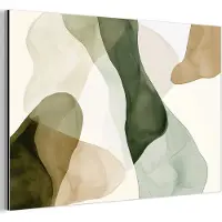 MuchoWow Aluminium schilderij 120x80 cm - Wanddecoratie metaal - Japandi - Abstract - Groen - Metalen muurdecoratie woonkamer - Decoratie industrieel - Foto op dibond - Industriële accessoires slaapkamer