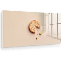MuchoWow Glasschilderij 80x40 cm - Schilderij acrylglas - Koekje - Kruimels - beige - Foto op glas - Muurdecoratie woonkamer - Wanddecoratie slaapkamer - Schilderijen