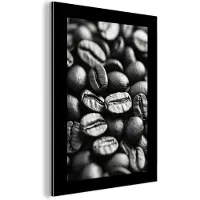 MuchoWow Aluminium schilderij 120x160 cm - Wanddecoratie metaal - Koffiebonen - Zwart - Vintage - Metalen muurdecoratie woonkamer - Decoratie industrieel - Foto op dibond - Industriële accessoires slaapkamer