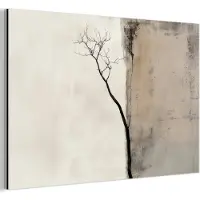 MuchoWow Aluminium schilderij 30x20 cm - Wanddecoratie metaal - Wabi sabi - Plant - Beige - Metalen muurdecoratie woonkamer - Decoratie industrieel - Foto op dibond - Industriële accessoires slaapkamer