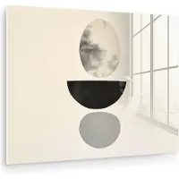 MuchoWow Glasschilderij 160x120 cm - Schilderij acrylglas - Beige - Japandi - Wabi sabi - Foto op glas - Muurdecoratie woonkamer - Wanddecoratie slaapkamer - Schilderijen