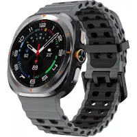 Strap-it Sport siliconen Wave bandje - geschikt voor de Samsung Galaxy Watch Ultra 2 (2026) / Ultra (2024/2025) - grijs/zwart