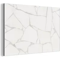MuchoWow Aluminium schilderij 60x40 cm - Wanddecoratie metaal - Structuur - Steen - Wit - Grijs - Metalen muurdecoratie woonkamer - Decoratie industrieel - Foto op dibond - Industriële accessoires slaapkamer