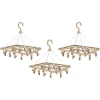 Urban Living Wasgoed droogcarrousel/droogmolen - 3x - 18 clips/knijpers - beige - kunststof - 31 x 33 cm