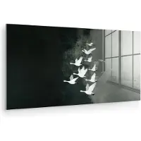 MuchoWow Glasschilderij 40x20 cm - Schilderij acrylglas - Vogel - Japandi - Groen - Foto op glas - Muurdecoratie woonkamer - Wanddecoratie slaapkamer - Schilderijen