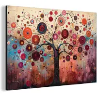 MuchoWow Aluminium schilderij 180x120 cm - Wanddecoratie metaal - Boom - Paars - Abstract - Kunst - Metalen muurdecoratie woonkamer - Decoratie industrieel - Foto op dibond - Industriële accessoires slaapkamer