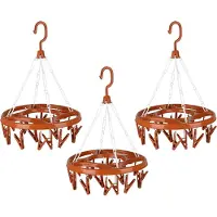 Urban Living Wasgoed droogcarrousel/droogmolen - 3x - 18 clips/knijpers - terra - kunststof - 32 cm