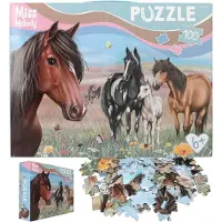 Miss Melody DEPESCHE Puzzel Paard, 58x40 cm, 100 stukjes, kartonnen doos in de vorm van een koffer met handvat