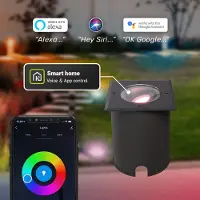 HOFTRONIC™ Cody Smart Grondspot Zwart - GU10 5,5 Watt 345 lumen - RGB + WW - Wifi + BLE - Kantelbaar - Overrijdbaar - Vierkant - IP67 waterdicht Grondspot buiten