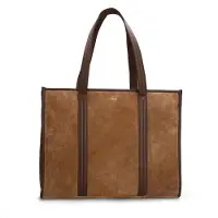 Manfield 18 inch taupe suède shopper met leren details | Maat Onesize