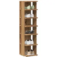 vidaXL Schoenenkast 28x27x102 cm bewerkt hout artisanaal eikenkleurig