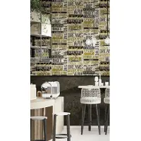 Overig Vliesbehang Friends & Coffee 16682 - Zwart - Offblack - Goud - Donkerbruin - 10,05m X 53cm