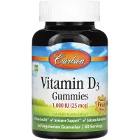 Carlson Labs Carlson, Vitamine D3 Gummies, Natuurlijke Fruitaroma's, 25 mcg (1,000 IU), 60 Gummies
