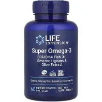 Life Extension - Super Omega-3 EPA/DHA met Sesamlignanen en Olijfextract - 60 Enterisch Gecoate Softgels