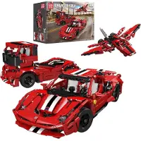 Mould King 10076 – 3-in-1 Sportwagenset – 718 Stuks – Bouw een Auto, Truck of Vliegtuig