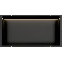 Guido Gusto Mat Zwart RVS Inbouwnis 30x60x10cm met tegelflens en RGB verlichting