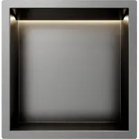 Guido Gusto Gun Metal RVS Inbouwnis 30x30x10cm met RGB verlichting