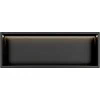 Guido Gusto Mat Zwart RVS Inbouwnis 30x90x10cm met RGB verlichting
