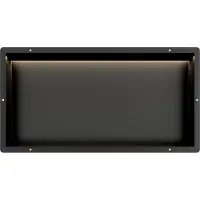 Guido Gusto Mat Zwart RVS Inbouwnis 30x60x7cm met tegelflens en LED verlichting