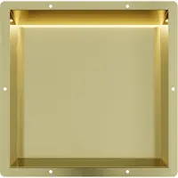 Guido Gusto Mat goud RVS Inbouwnis 30x30x7cm met tegelflens en RGB verlichting