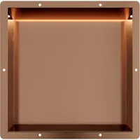 Guido Gusto Copper RVS Inbouwnis 30x30x7cm met tegelflens en RGB verlichting