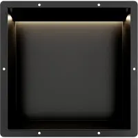 Guido Gusto Mat Zwart RVS Inbouwnis 30x30x10cm met tegelflens en LED verlichting
