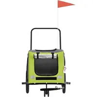vidaXL Hondenfietstrailer oxford stof en ijzer groen en grijs