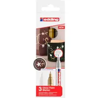 Edding 750/3 S metallic lakmarker set - assorti 3 stuks: wit, goud, zilver - 2-4mm